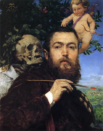 Hans Thoma Self-portrait with Love and Death oil painting image